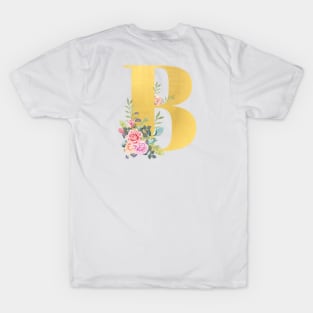 Beautiful gold letter B with flowers T-Shirt